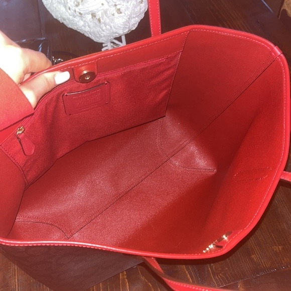 NWOT Coach City Tote Monogram with Red Leather Straps! - Picture 4 of 13